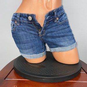 Aeropostale Juniors 0 Midi Cuffed Denim Jean Shorts Actual W 27.5 x I 3 1/4